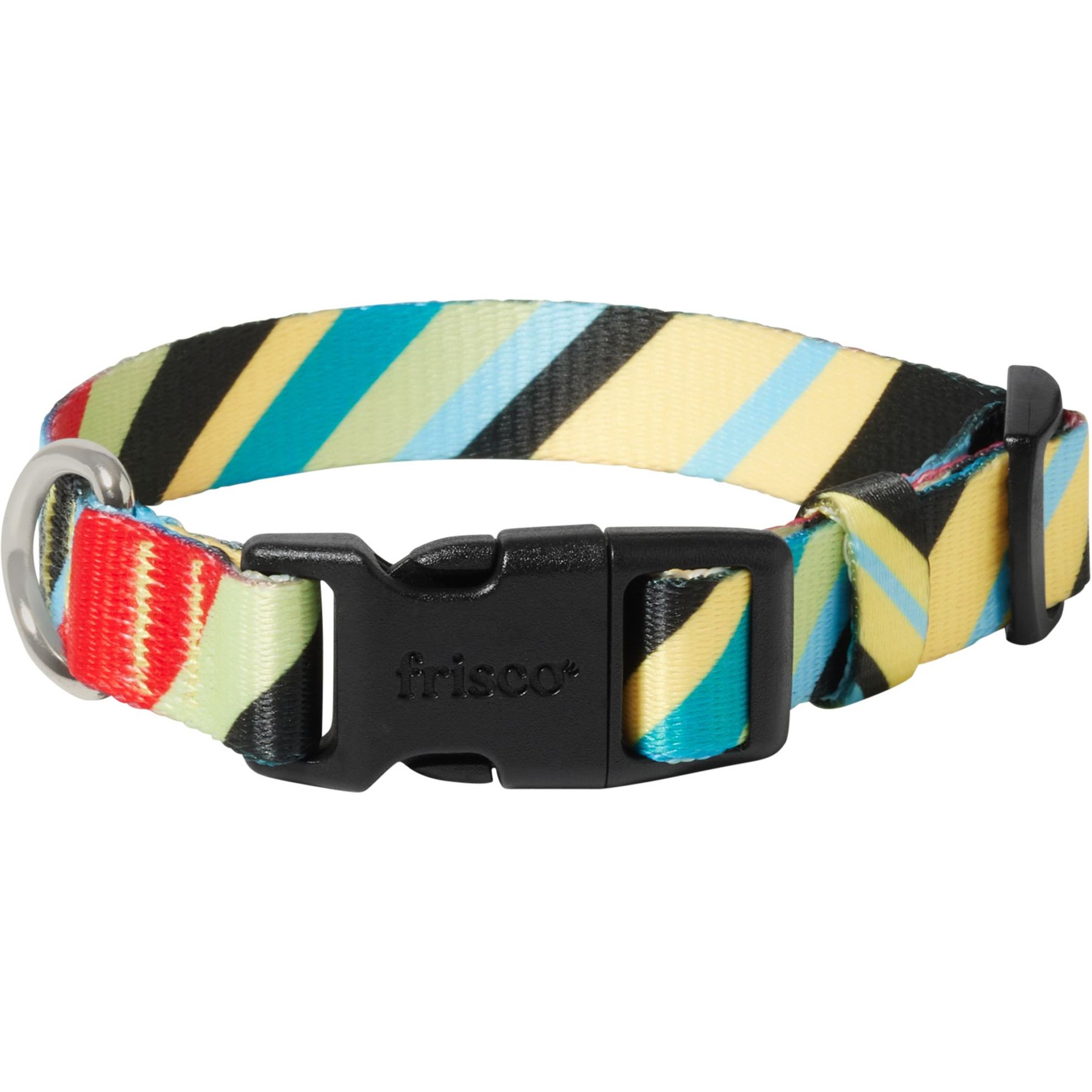 Frisco Patterned Polyester Dog Collar, Diagonal Night Stripe, X-Small