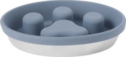 Frisco Paw Design Silicone Stainless Steel Slow Feeder Dog & Cat Bowl, Grey, 2 Cup slide 1 of 7