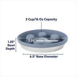 Frisco Paw Design Silicone Stainless Steel Slow Feeder Dog & Cat Bowl, Grey, 2 Cup slide 2 of 7
