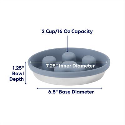 Show full view: Frisco Paw Design Silicone Stainless Steel Slow Feeder Dog & Cat Bowl, Grey, 2 Cup slide 2 of 9