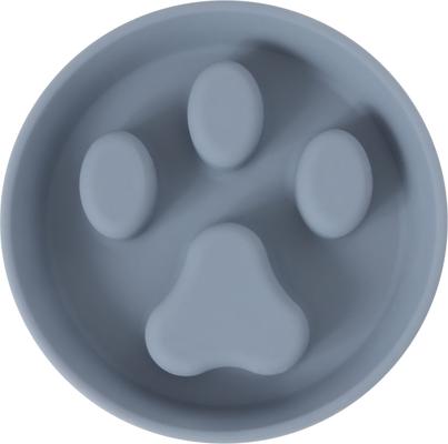 Show full view: Frisco Paw Design Silicone Stainless Steel Slow Feeder Dog & Cat Bowl, Grey, 2 Cup slide 5 of 9