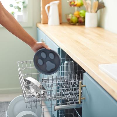 Show full view: Frisco Paw Design Silicone Stainless Steel Slow Feeder Dog & Cat Bowl, Grey, 2 Cup slide 6 of 9