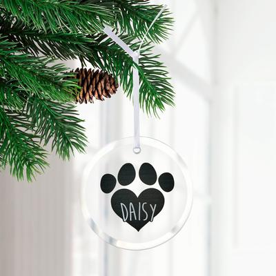 Show full view: Frisco Christmas Paw Glass Personalized Ornament slide 3 of 6