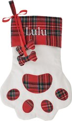 Frisco Paw Personalized Plaid Dog & Cat Stocking, White