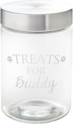 Frisco Paw Print Glass Personalized Treat Jar with Lid, 5 cup, 40oz