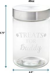 Frisco Paw Print Glass Personalized Treat Jar with Lid, 5 cup, 40oz slide 2 of 5