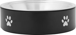 Frisco Paw Print Non-Skid Stainless Steel Dog & Cat Bowl, Black, Medium: 5 cup