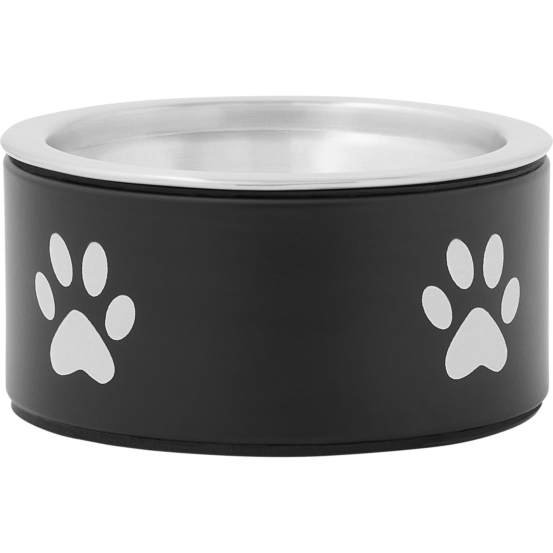 Frisco Paw Print Non-Skid Stainless Steel Dog & Cat Bowl, Black, Small: 1 cup