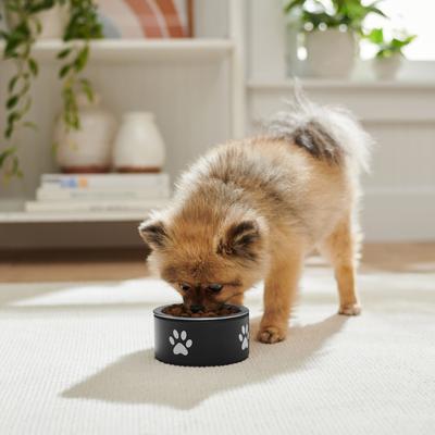 Show full view: Frisco Paw Print Non-Skid Stainless Steel Dog & Cat Bowl, Black, Small: 1 cup slide 3 of 9