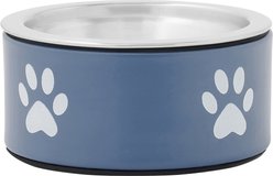 Frisco Paw Print Non-Skid Stainless Steel Dog & Cat Bowl, Blueberry, Small: 1 cup