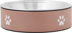 Frisco Paw Print Non-Skid Stainless Steel Dog & Cat Bowl, Champagne, Medium: 5 cup
