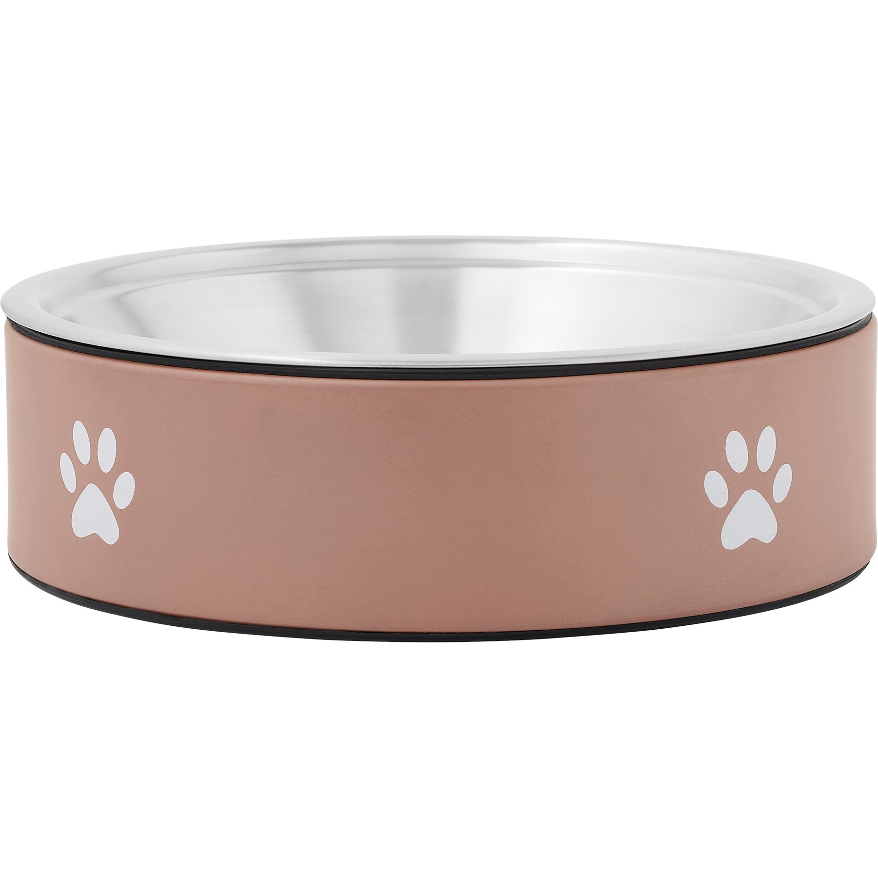 Frisco Paw Print Non-Skid Stainless Steel Dog & Cat Bowl, Champagne, Medium: 5 cup