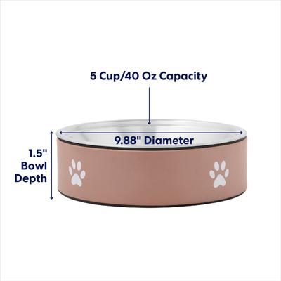 Show full view: Frisco Paw Print Non-Skid Stainless Steel Dog & Cat Bowl, Champagne, Medium: 5 cup slide 2 of 9