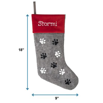 Show full view: Frisco Christmas Paw Print Personalized Dog & Cat Stocking slide 2 of 5