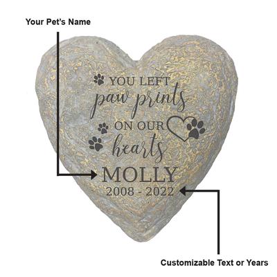 Show full view: Frisco "Paws On Our Hearts" Heart Personalized Garden Stone, Large slide 4 of 6