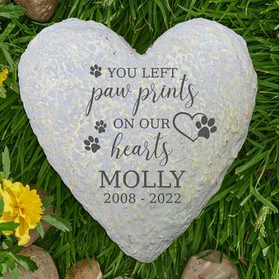Show full view: Frisco "Paws On Our Hearts" Heart Personalized Garden Stone, Small slide 3 of 6