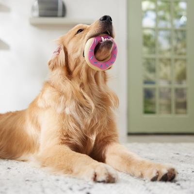 Frisco Peanut Butter Flavored Donut Rubber Chew Dog Toy for Heavy Chewers