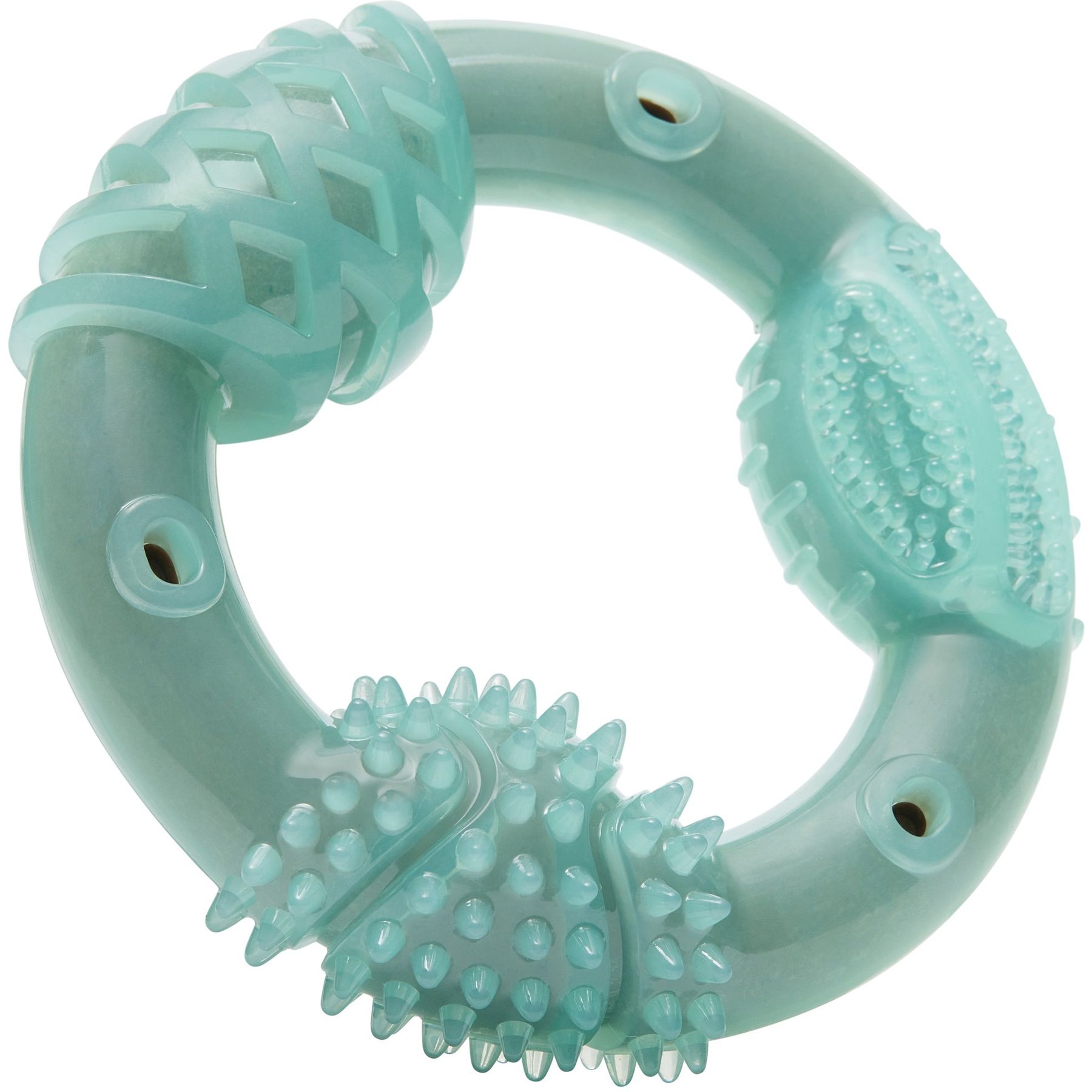 Frisco Peanut Butter Flavored Ring Nylon & TPR Dental Chew Dog Toy for Moderate Chewers, Small/Medium