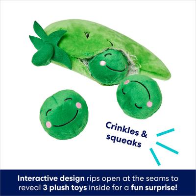 Show full view: Frisco Peapod & Peas 2-in-1 Rip for Surprise Plush Squeaky Dog Toy, Small slide 3 of 6