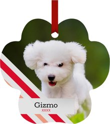 Frisco Peppermint Stripes Paw Shape Metal Personalized Dog & Cat Holiday Ornament