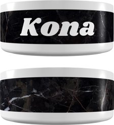 Frisco Personalized Black Marble Dog & Cat Bowl, 1 cup