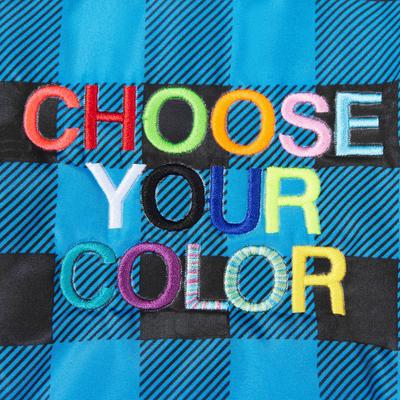 Show full view: Frisco Personalized Boulder Plaid Insulated Dog & Cat Puffer Coat, Blue, XXX-Large slide 6 of 9