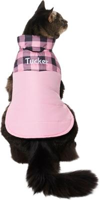 Show full view: Frisco Personalized Boulder Plaid Insulated Dog & Cat Puffer Coat, Pink, Small slide 4 of 10