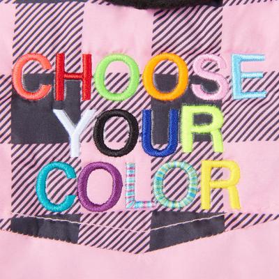 Show full view: Frisco Personalized Boulder Plaid Insulated Dog & Cat Puffer Coat, Pink, Small slide 7 of 10