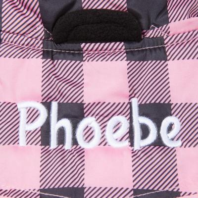 Show full view: Frisco Personalized Boulder Plaid Insulated Dog & Cat Puffer Coat, Pink, XX-Large slide 6 of 10