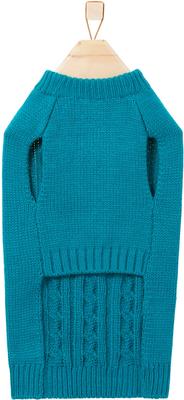 Show full view: Frisco Personalized Dog & Cat Cable Knitted Sweater, X-Large, Teal slide 4 of 7