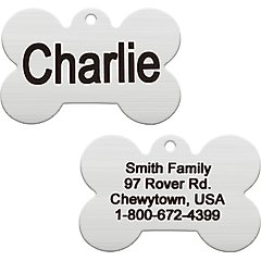 Frisco Personalized Dog & Cat ID Tag, Bone, Silver, Small, Brushed Stainless Steel