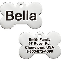 Frisco Personalized Dog & Cat ID Tag, Bone, Silver, Small, Stainless Steel