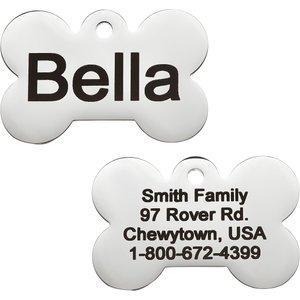 Frisco Personalized Dog & Cat ID Tag, Bone, Silver, Small, Stainless Steel