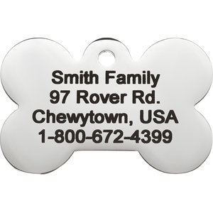 Frisco Personalized Dog & Cat ID Tag, Bone, Silver, Small, Stainless Steel