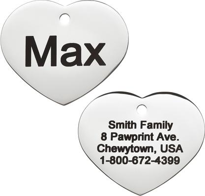 Show full view: Frisco Personalized Dog & Cat ID Tag, Heart, Silver, Regular, Stainless Steel slide 1 of 8
