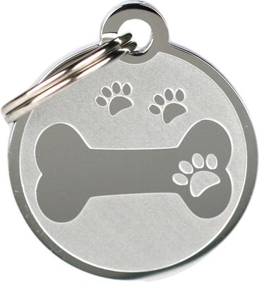 Show full view: Frisco Personalized Dog & Cat ID Tag, Medium, Bone With Paw Print slide 2 of 3