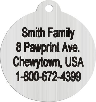 Show full view: Frisco Personalized Dog & Cat ID Tag, Round, Silver, Regular, Brushed Stainless Steel slide 4 of 6