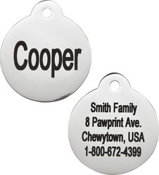 Frisco Personalized Dog & Cat ID Tag, Round, Silver, Regular, Stainless Steel