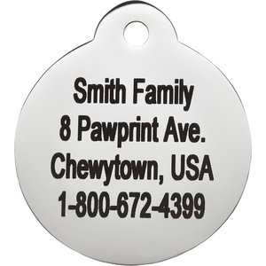 Frisco Personalized Dog & Cat ID Tag, Round, Silver, Regular, Stainless Steel