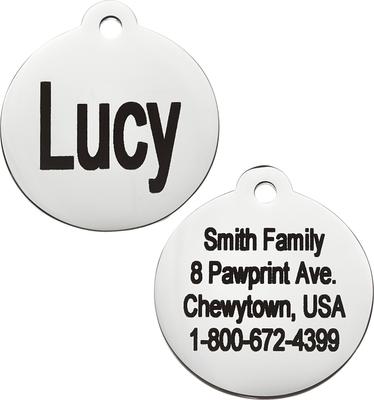 Show full view: Frisco Personalized Dog & Cat ID Tag, Round, Silver, Small, Stainless Steel slide 1 of 9