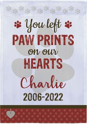 Show full view: Frisco Personalized Double Sided Printed Memorial Paw Prints Garden Flag slide 6 of 8