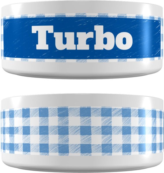 Show full view: Frisco Personalized Gingham Plaid Small Dog & Cat Bowl, 1 cup slide 1 of 5