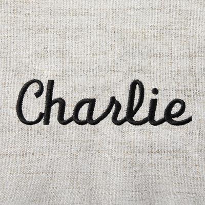 Show full view: Frisco Personalized Knife Edge Bed, Beige Linen, Large slide 3 of 4