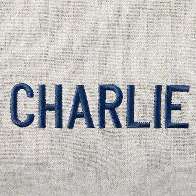 Show full view: Frisco Personalized Knife Edge Bed, Beige Linen, Large slide 4 of 4