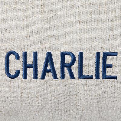 Show full view: Frisco Personalized Knife Edge Bed, Beige Linen, X-Large slide 5 of 5