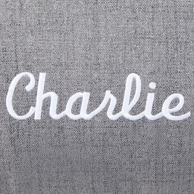 Show full view: Frisco Personalized Knife Edge Bed, Dark Grey Linen, Large slide 3 of 4