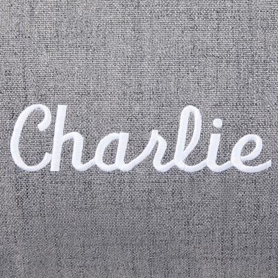 Show full view: Frisco Personalized Knife Edge Bed, Dark Grey Linen, X-Large slide 3 of 4