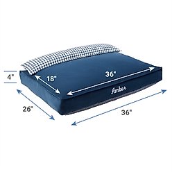 Frisco Personalized Navy Bolstered Bed with Navy Check Bolster, Large slide 2 of 4