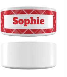 Frisco Personalized Plaid Ceramic Dog Bowl, 2.75 cup