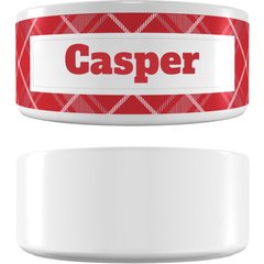 Frisco Personalized Plaid Ceramic Dog Bowl, 5 cup